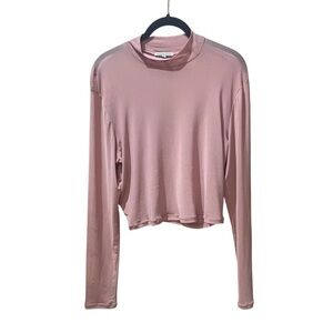Charlotte Russe Pink Mesh Long Sleeve‎ Top Size Large